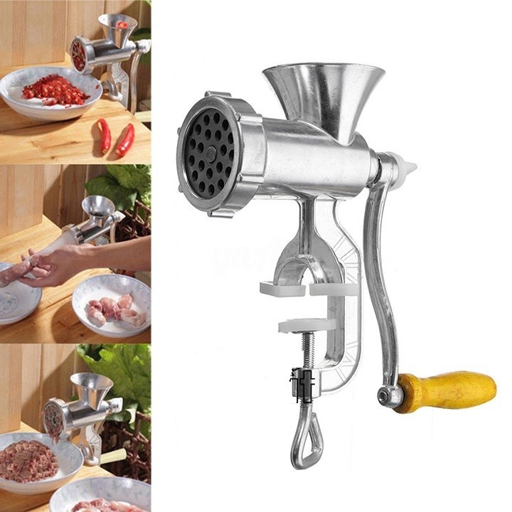 Máy xay thịt quay tay bằng gang, cối xay thịt gang tay inox, Máy xay thịt, cá, rau củ quả bằng tay tiện dụng