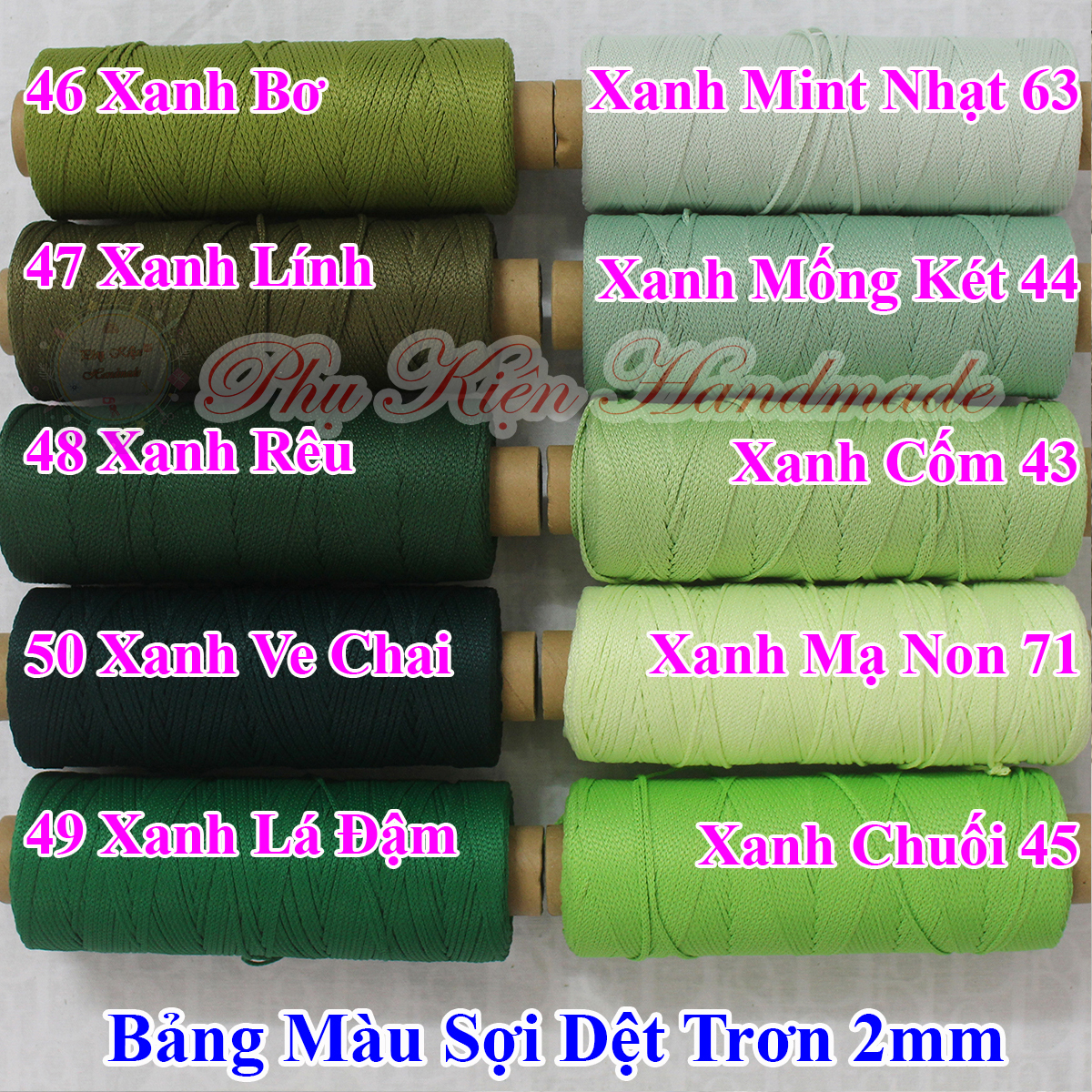 Sợi Dệt Trơn 2mm (Mã màu 01 - 78)
