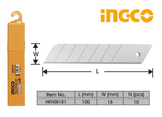 18x100mm Bộ 10 lưỡi dao INGCO HKNSB181