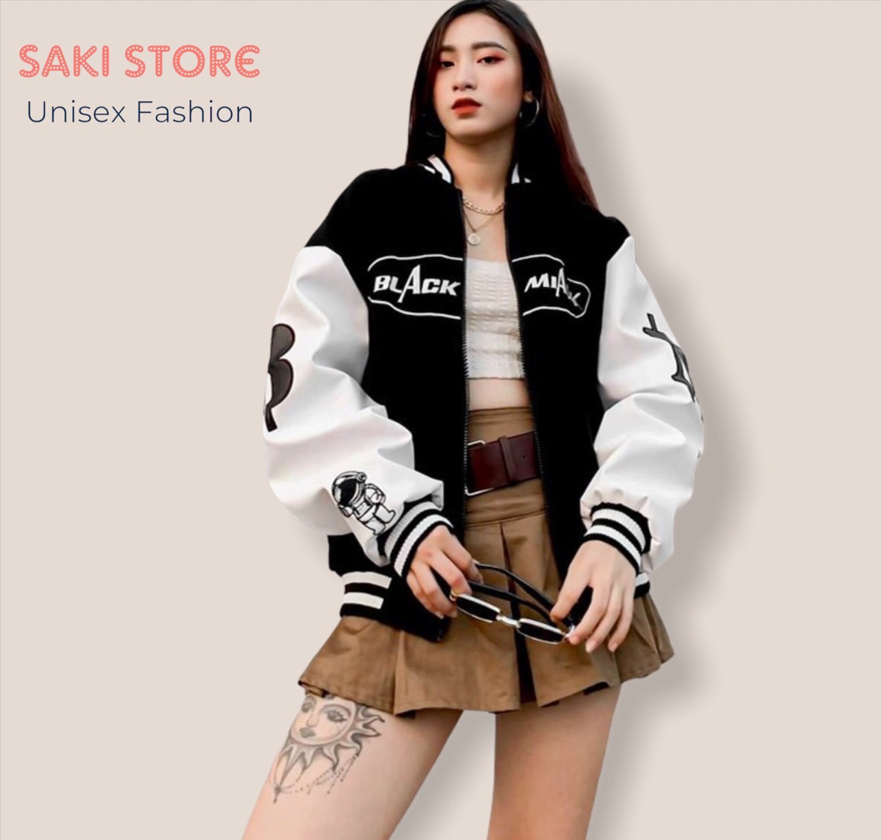 Áo khoác dù bomber dây kéo nam nữ black miack logo in cực chất phong cách siêu đẹp