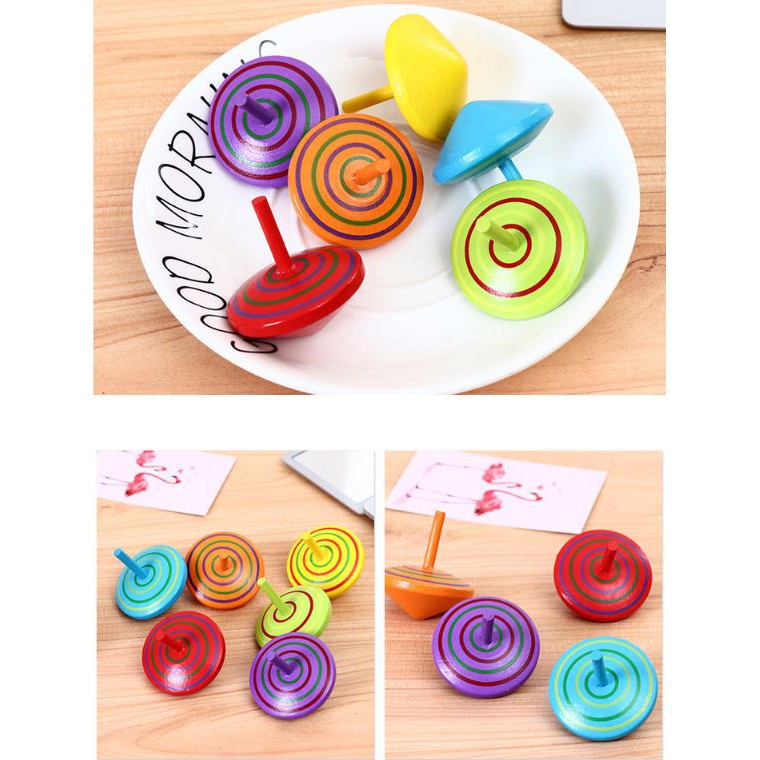 Combo 3 con quay gỗ nhiều màu đồ chơi tuổi thơ