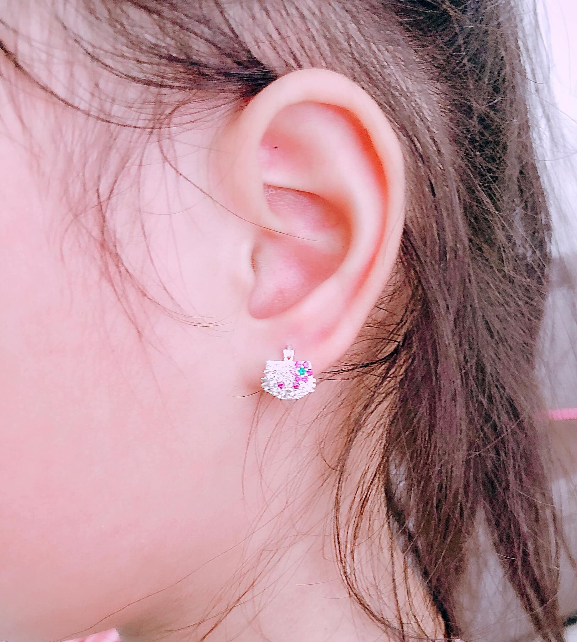 bông tai kitty bạc ta cho bé t65