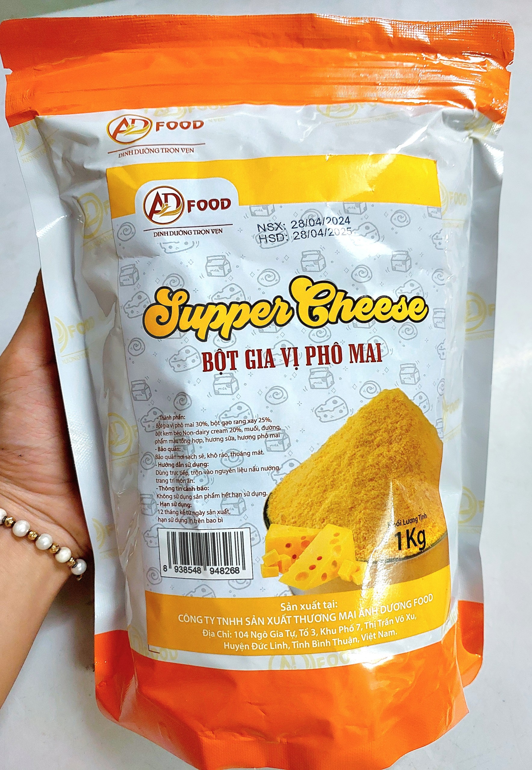 500g Bột Phô Mai Supper Cheese lắc màu vàng đậm, vị béo mặn ngọt, thơm đậm đà_TiTiMart