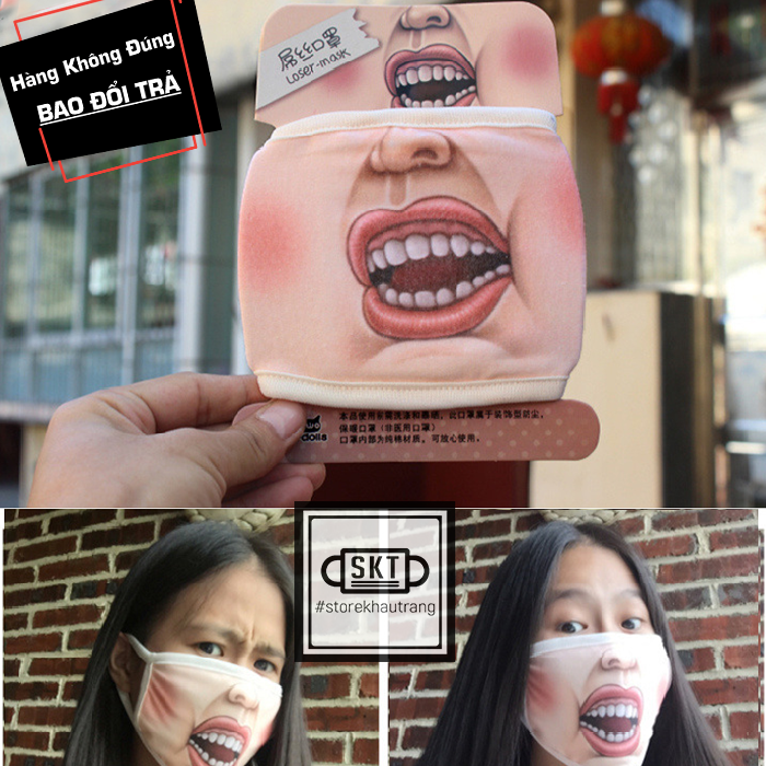 Khẩu Trang 3D Mặt Người Hóm Hỉnh Biến Thái Hot Trend