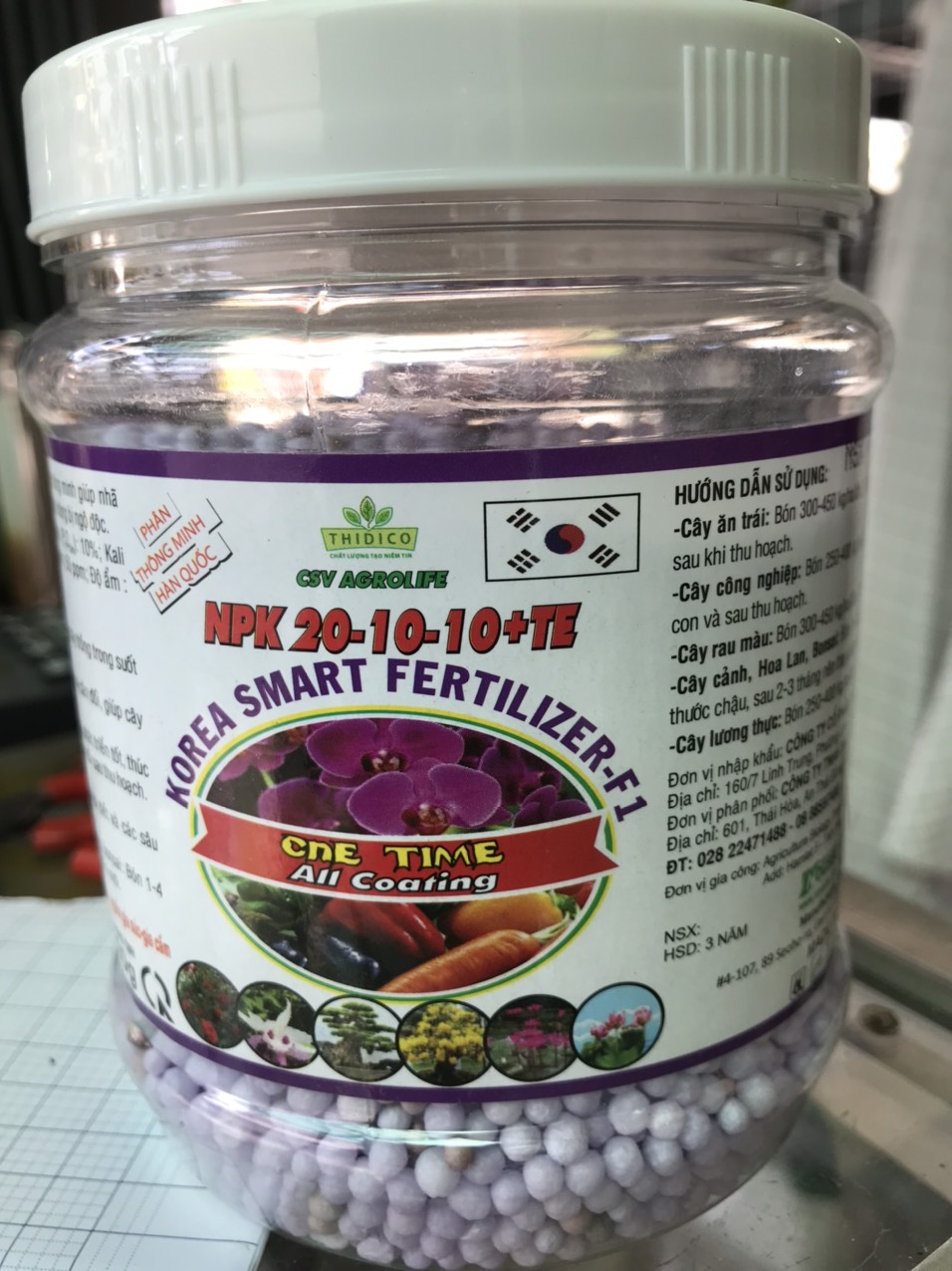 [HCM]500Gr - Phân Tan Chậm Hàn Quốc : Npk 20-10-10 + Te Csv - Agrolife