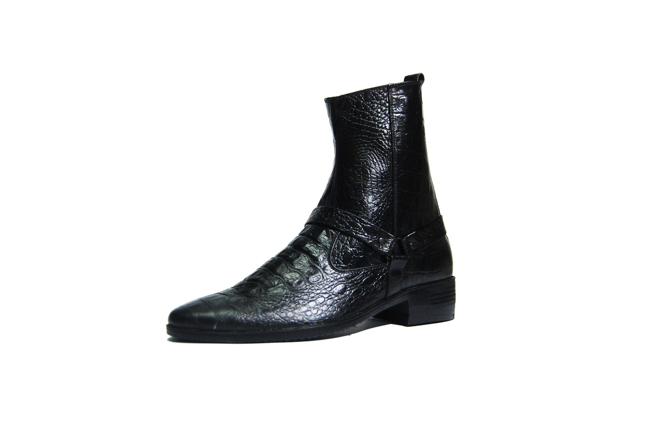 Giày boot da bò thật vân cá sấu. Bảo hành 12 tháng.MS: B137