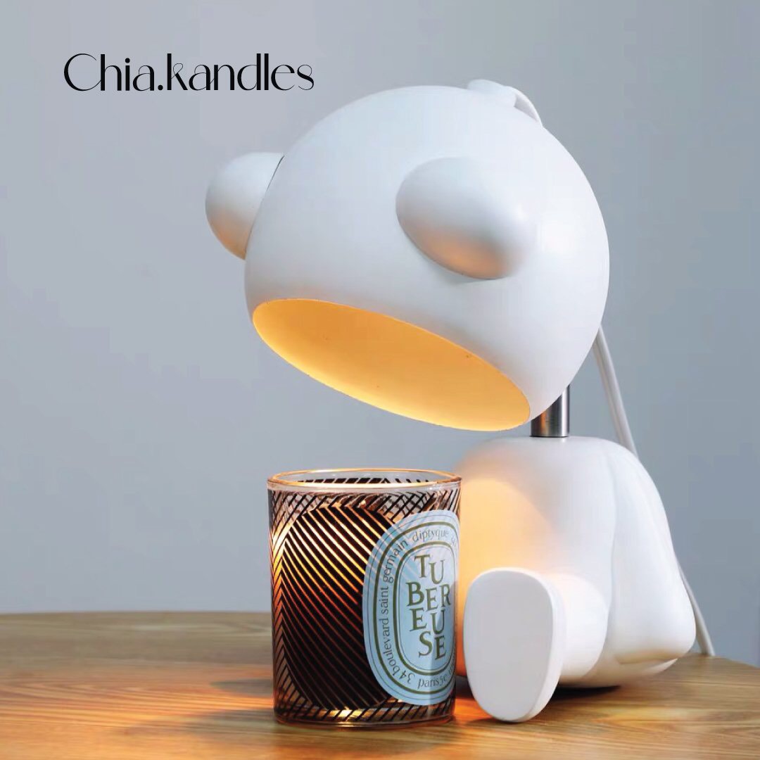 Đèn đốt nến thơm White Bear dễ thương - Đèn đốt nến thơm Chia.kandles