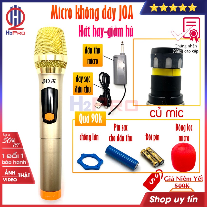 Micro karaoke không dây, micro không dây cho loa kéo joa cao cấp, hút mic, hát hay, giảm hú cực tốt