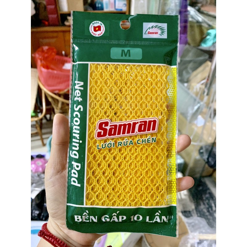 2 Miếng Giẻ Lưới Rửa Chén Bát Cao Cấp Samran Vàng Bền Gấp 10 Lần, Kích Thước To Rộng 33*31cm, Sợi Polypropylen Kết Cấu Nhám Đánh Bay Vết Bẩn Cứng Đầu, Thương Hiệu Samran Hàng Việt Nam Chất Lượng Cao - SỈ GIÁ TỐT - Tổng Kho Huy Liên