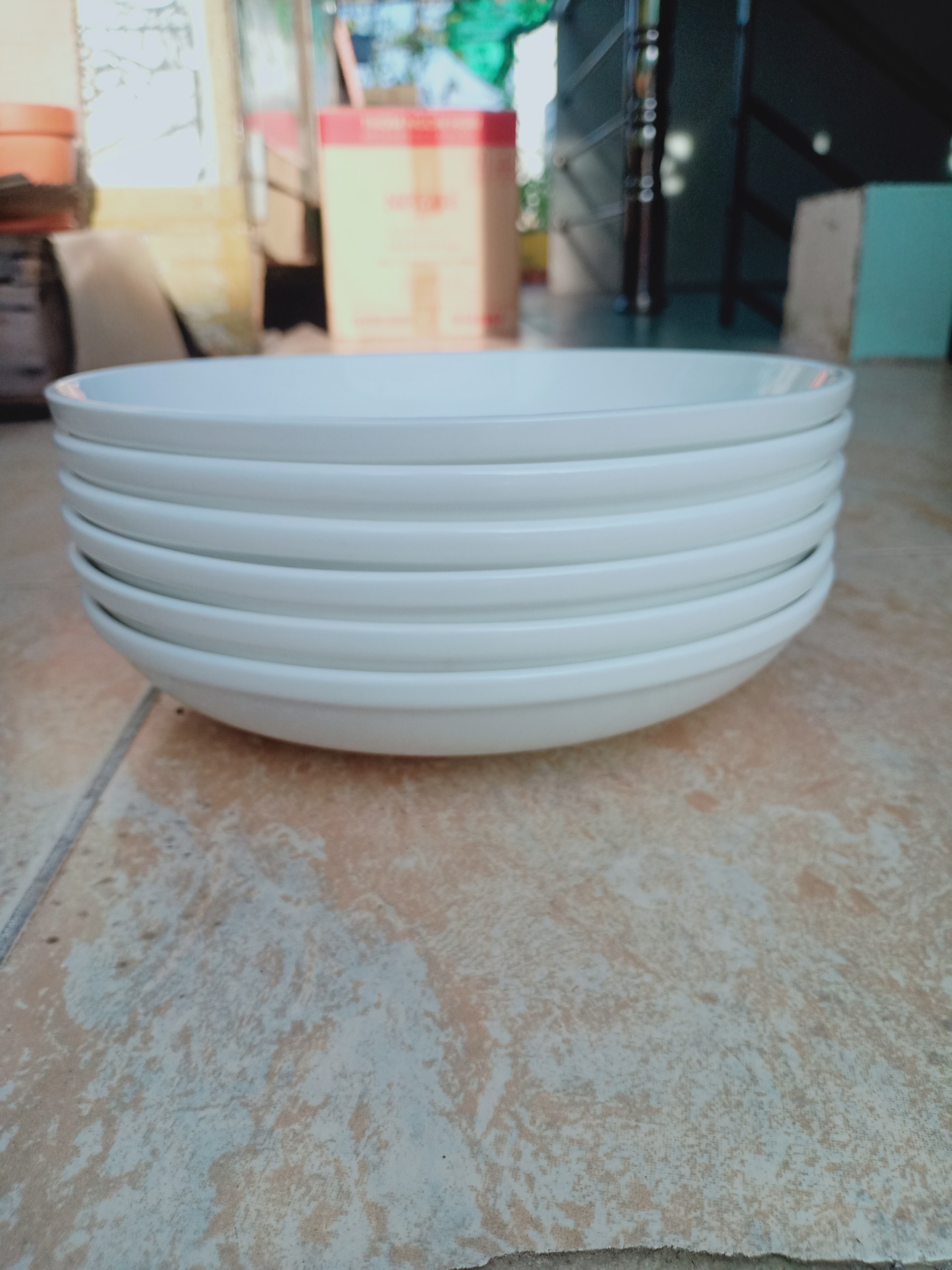 Combo 6 đĩa sứ cao cấp trắng tinh, dày dặn 20.5cm