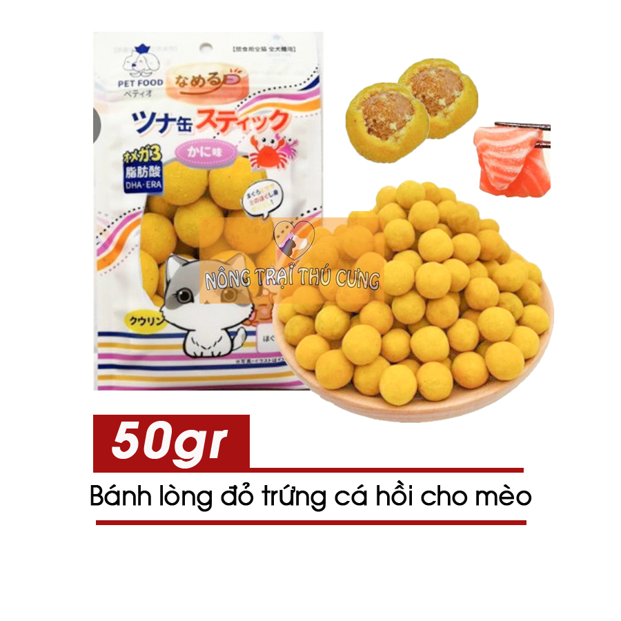 Bánh thưởng cho mèo lòng đỏ trứng sấy nhân cá hồi -