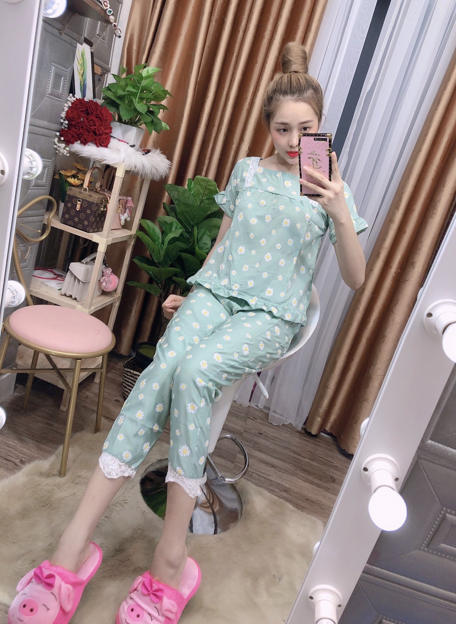 [HCM]đồ bộ pijama nữ đồ bộ ngủ - đồ bộ pizama chất kate thoải mái thoáng mát thiết kế đơn giản siêu xinh thời trang Cheryshop94 ts059
