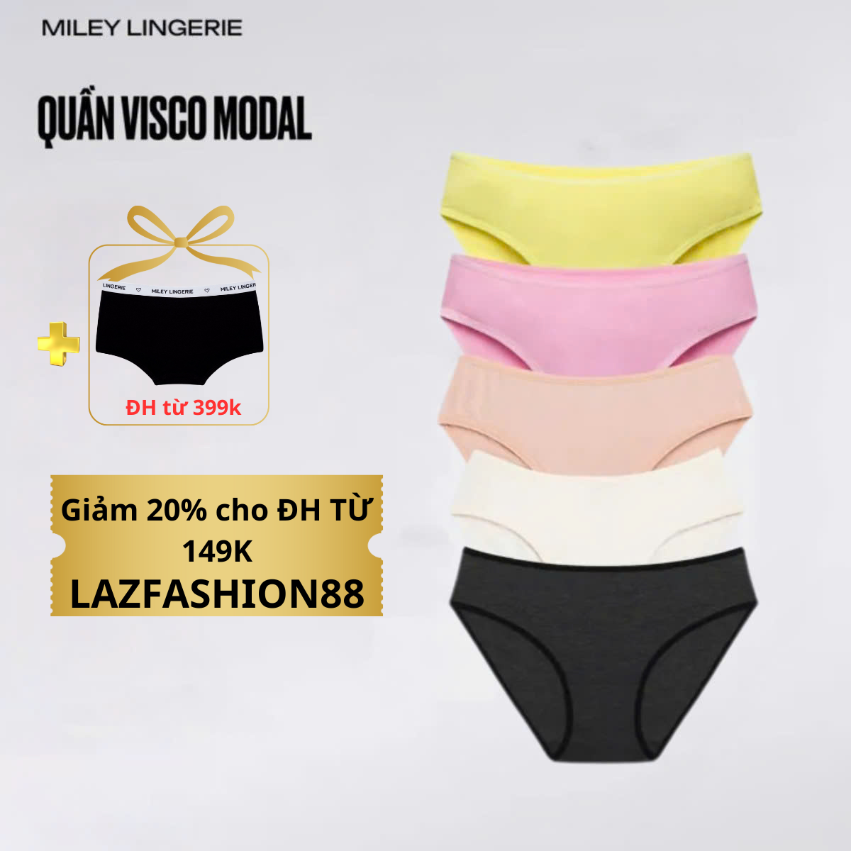 Combo 5 Quần Lót Modal Basic Êm Mềm Kháng Khuẩn Tốt MILEY LINGERIE- Màu ngẫu nhiên