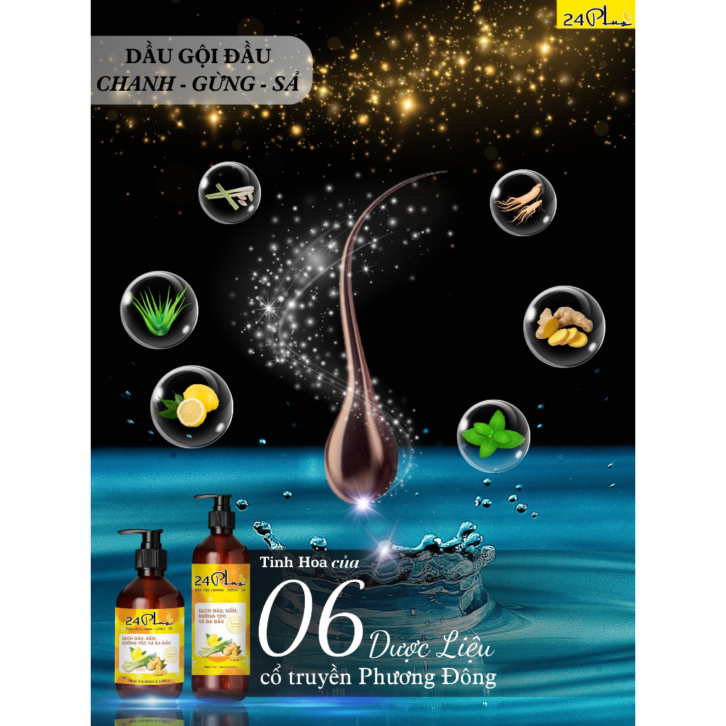 Dầu Gội Chanh - Gừng - Sả 24Plus
