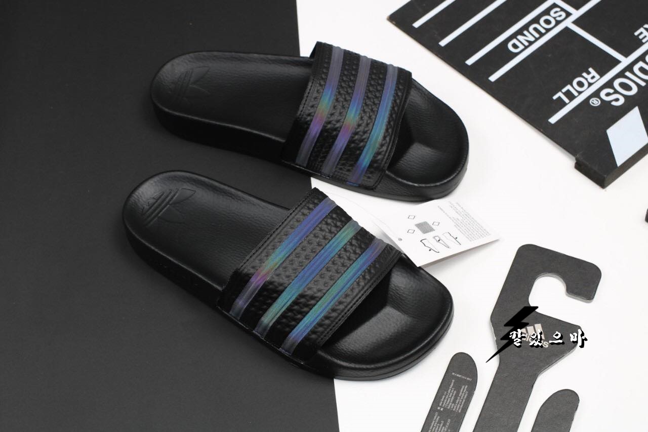 [Khâu miễn phí] Dép lê nam 3 sọc phản quang đặc biệt, cực nhẹ, hàng rất nét size 39-43 (màu đen và trắng)