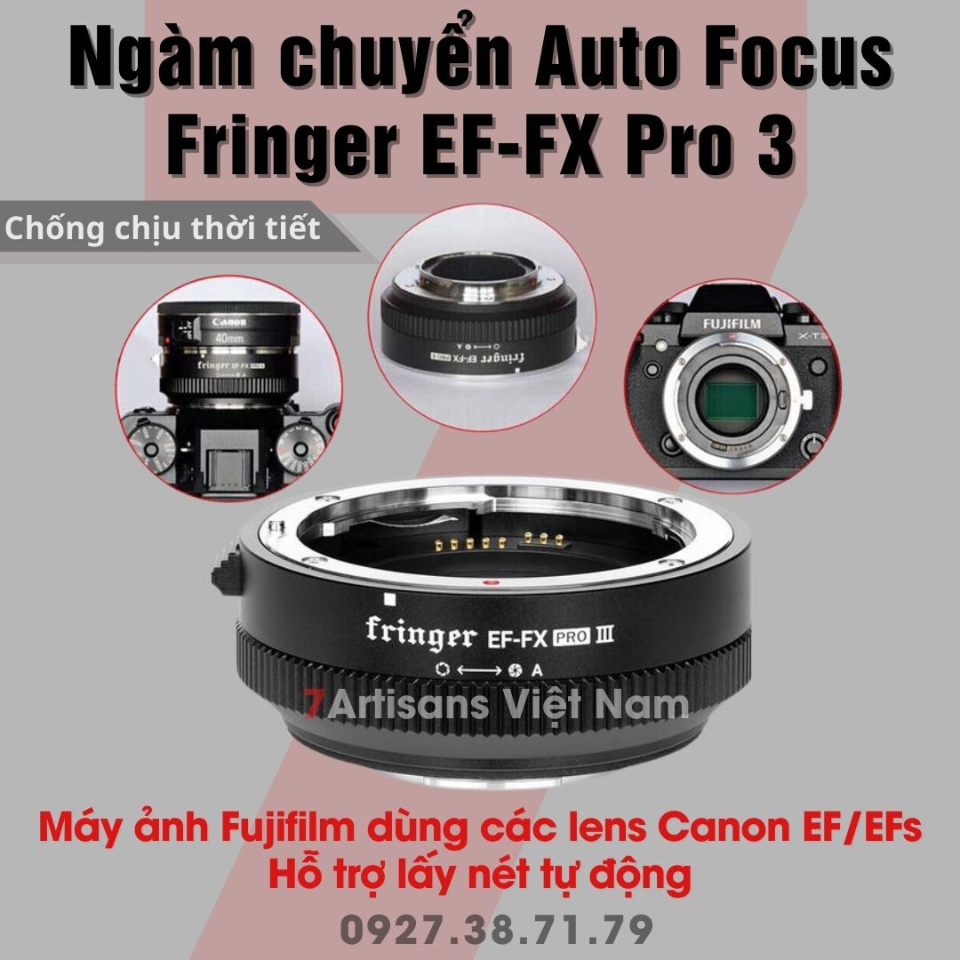 [Trả góp 0%] Ngàm chuyển Auto Focus siêu nhanh Fringer EF-FX Pro III cho Fujifilm - Sử dụng lens Canon EF/EFs cho máy ảnh Fujifilm