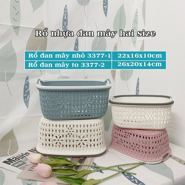 Giỏ đựng đồ đan hoa, giỏ đồ nhựa Việt Nhật 3377