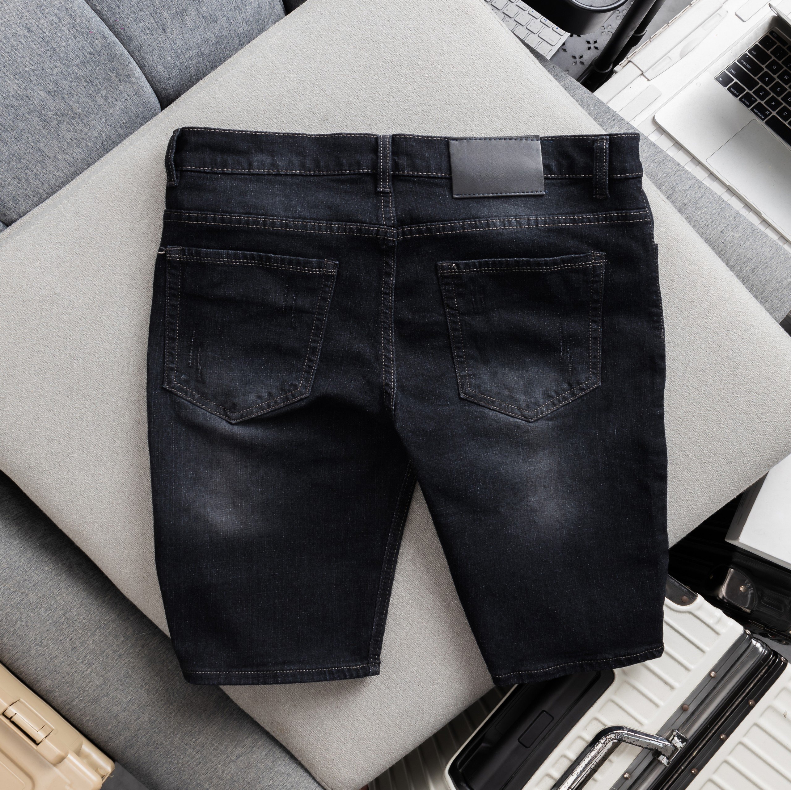 QUẦN short jean nam HKP06 quần short bò co giãn ống đứng nút gài hàng mới về hình thật