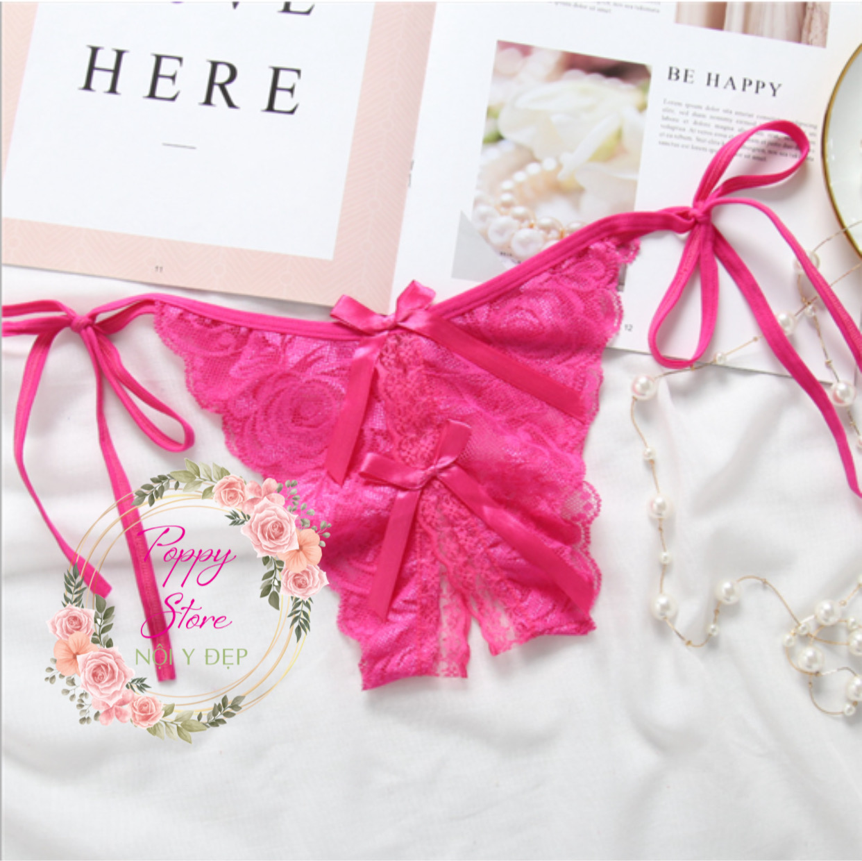 Quần lọt khe nữ ⚠️𝐒𝐄𝐗𝐘⚠️ Quần chip lọt khe sexy ren không đáy hở mông xuyên thấu siêu gợi cảm quyến rũ khiêu gợi PoppyStore