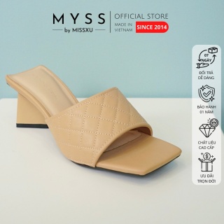 Giày guốc nữ mũi vuông chần ô gót tứ giác 5cm thời trang MYSS - SU24 thumbnail