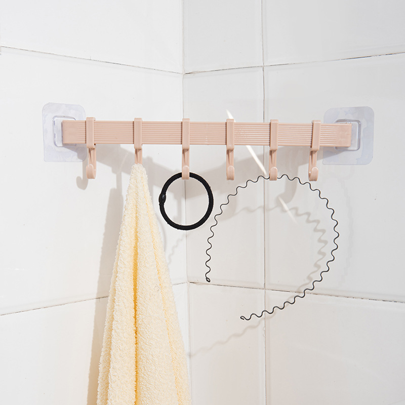Thanh treo đồ 6 móc dán tường siêu chắc, có nhãn dán SHOPER