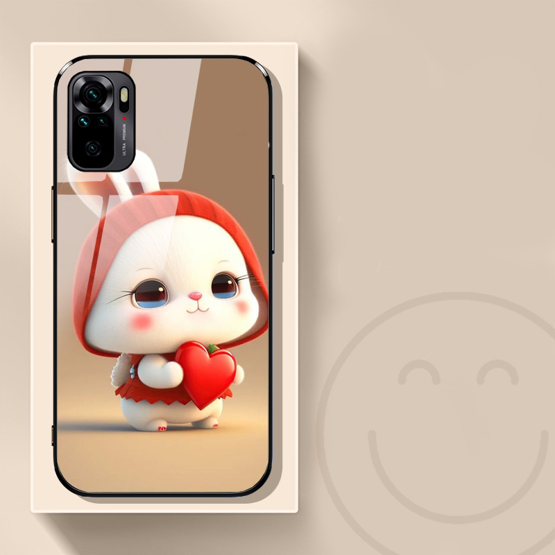 Ốp lưng xiaomi redmi note 10, note 10s, note 10 pro, note 10 5g mặt kính in hình gấu dễ thương