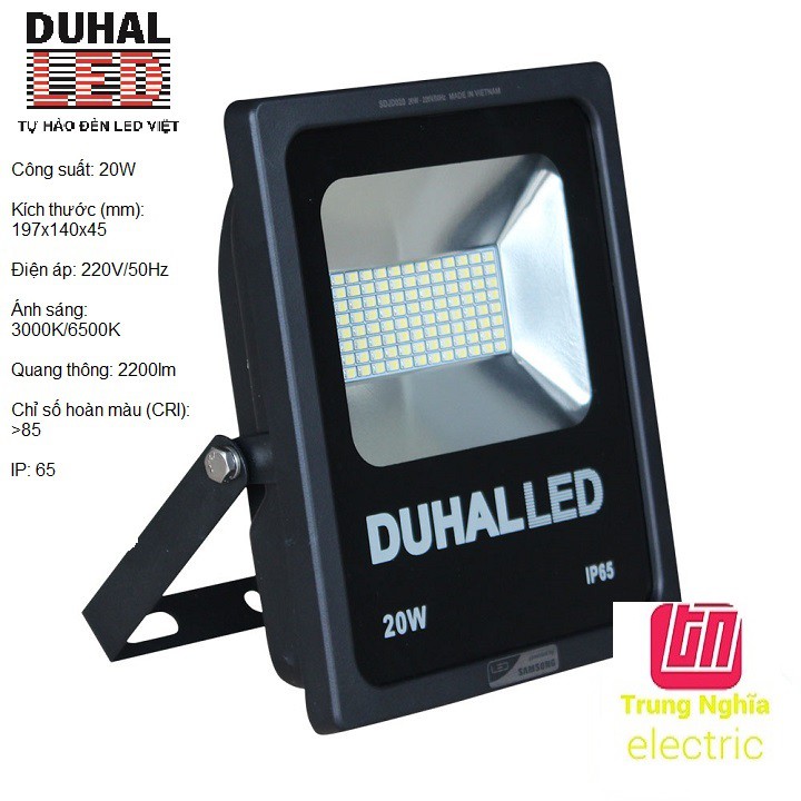 Đèn pha led duhal 20w - chống nước ip65 - kdjd0201