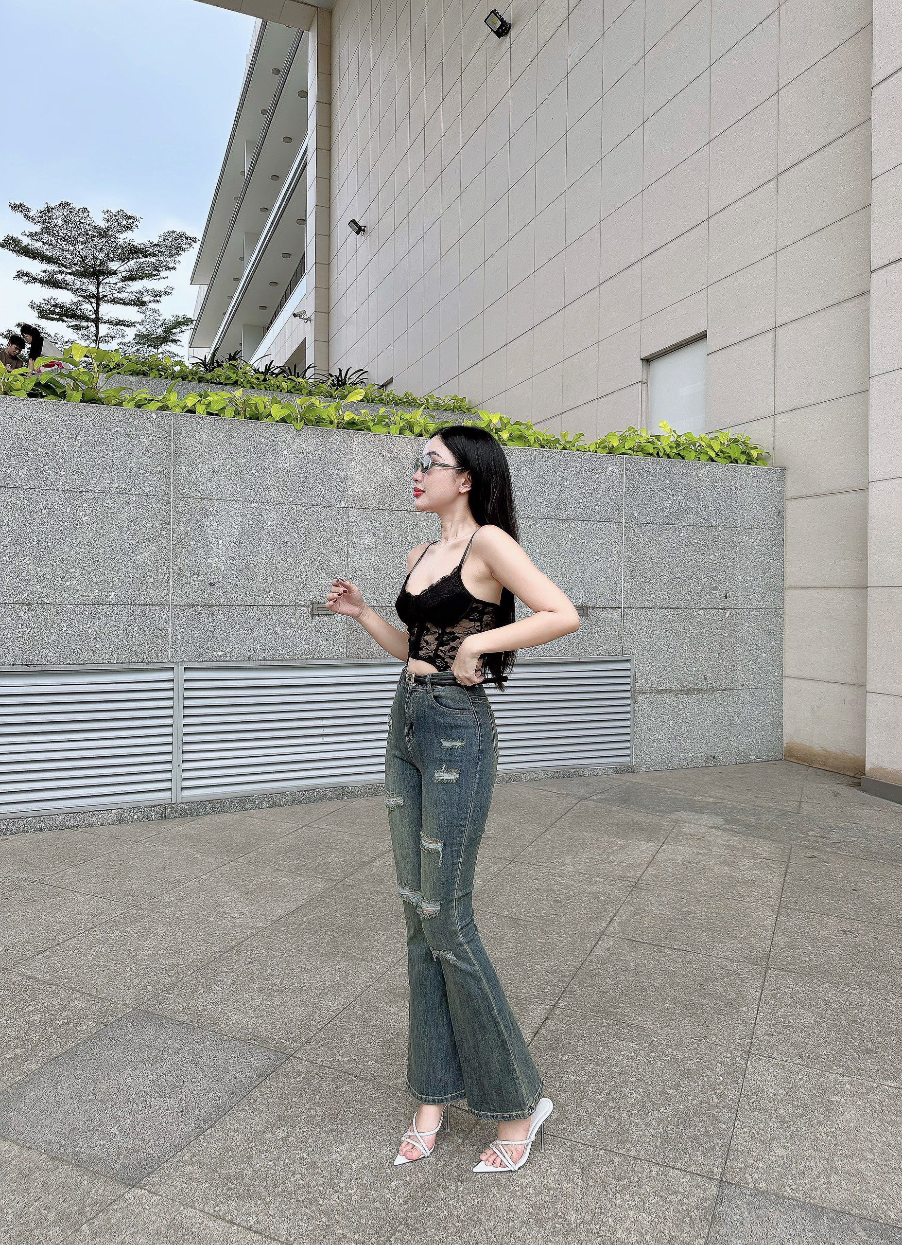 [HCM]Quần Jeans Nữ ỐNg Loe Dài Lưng Cao Co Giãn
