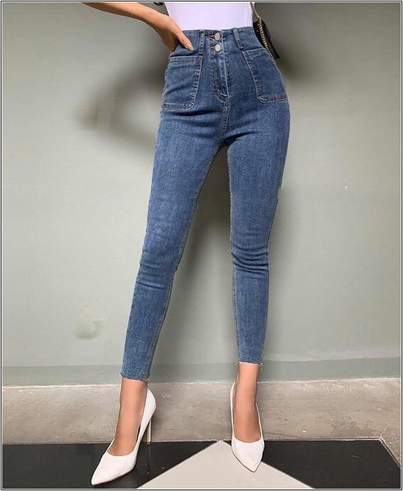 Quần jean nữ 2 TÚI KIỂU BẦU  + 2 CÚC lưng siêu cao MS01/015#66