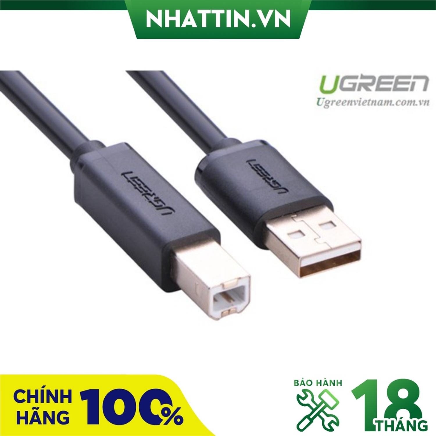 Cáp usb 2.0 máy in 1,5m ugreen 10350 đầu cáp mạ vàng chính hãng - phân phối chính hãng