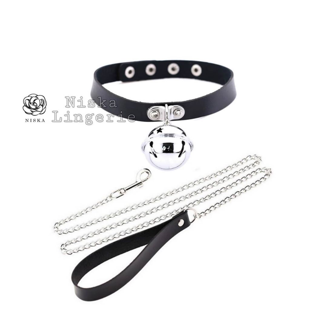 Vòng cổ chuông kèm dây xích - Mã M01