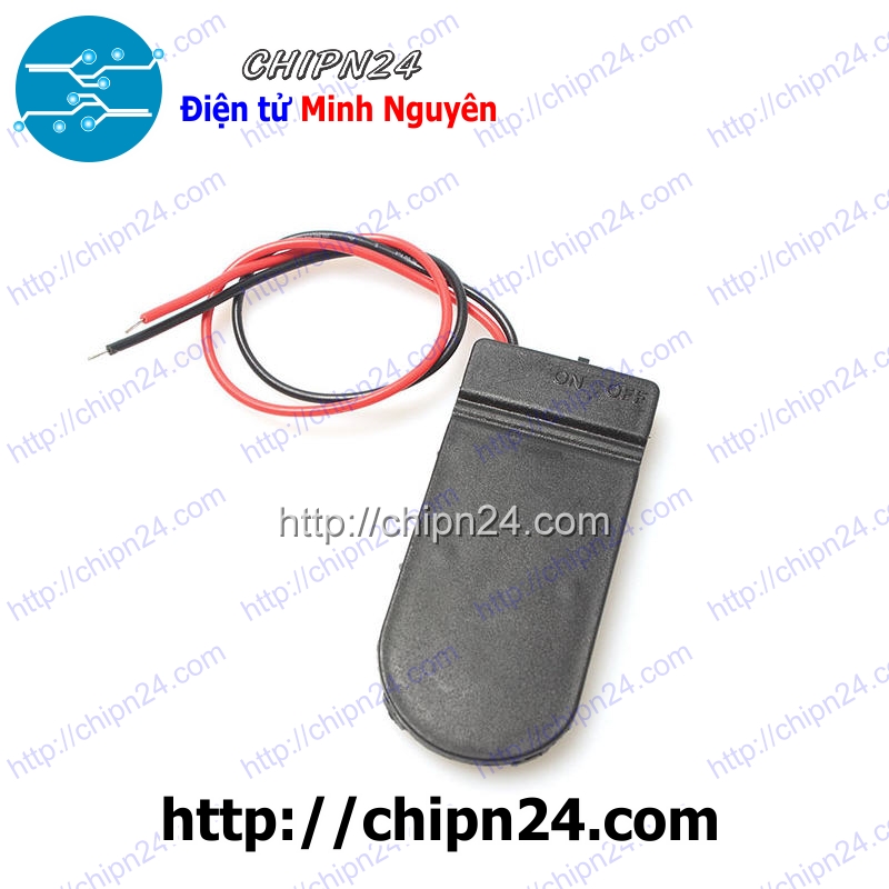 Đế pin cr2032 2 viên nhựa đen 6v
