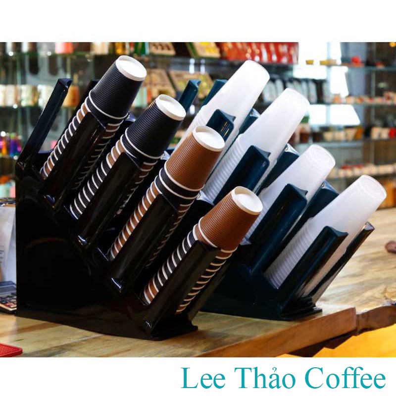 Kệ mika đựng cốc trà sữa màu đen - ABS Cao Cấp Lee Thảo coffee