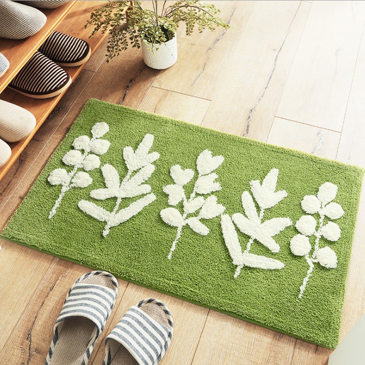 Thảm cotton len chiếc lá xanh