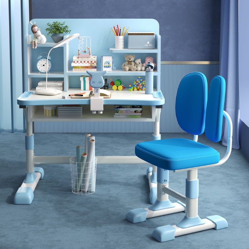 Bàn học thông minh chống gù chống cận, bàn học sinh đa năng kèm giá sách, tặng ghế ngồi - luna decor