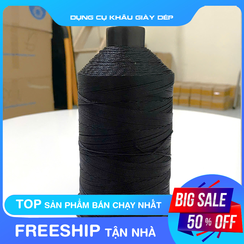 Chỉ nilong khâu giày dép, sợi tròn (Màu đen)