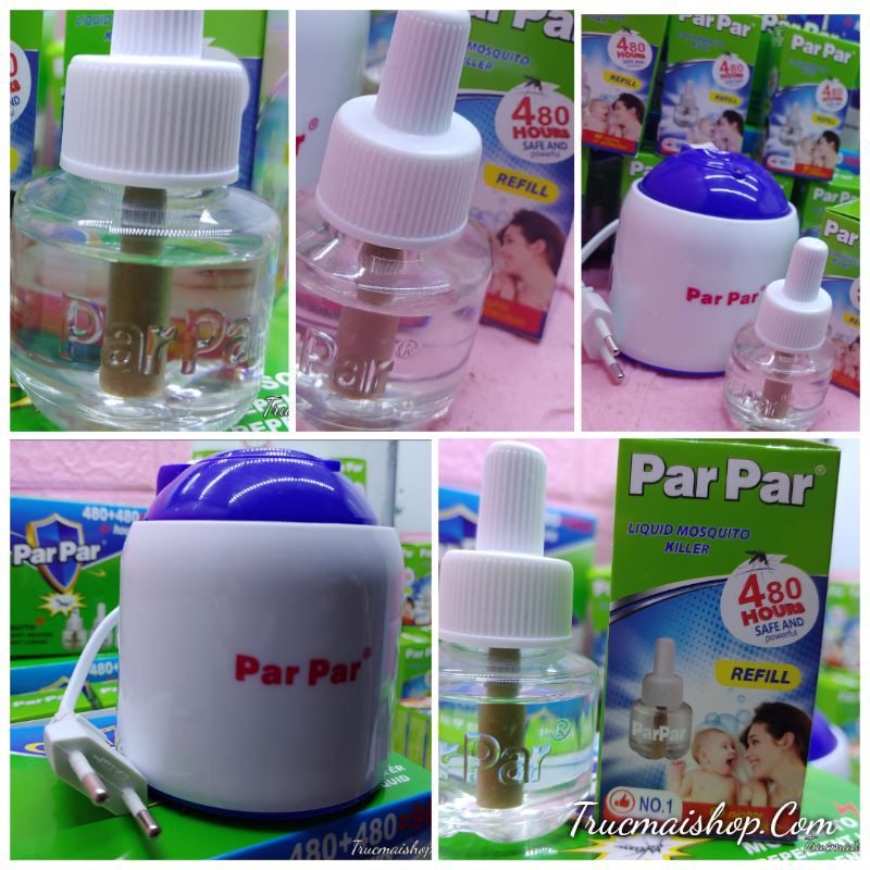 Máy đuổi muỗi parpar kèm tinh dầu đuổi muỗi parpar dùng trong 480h không độc hại