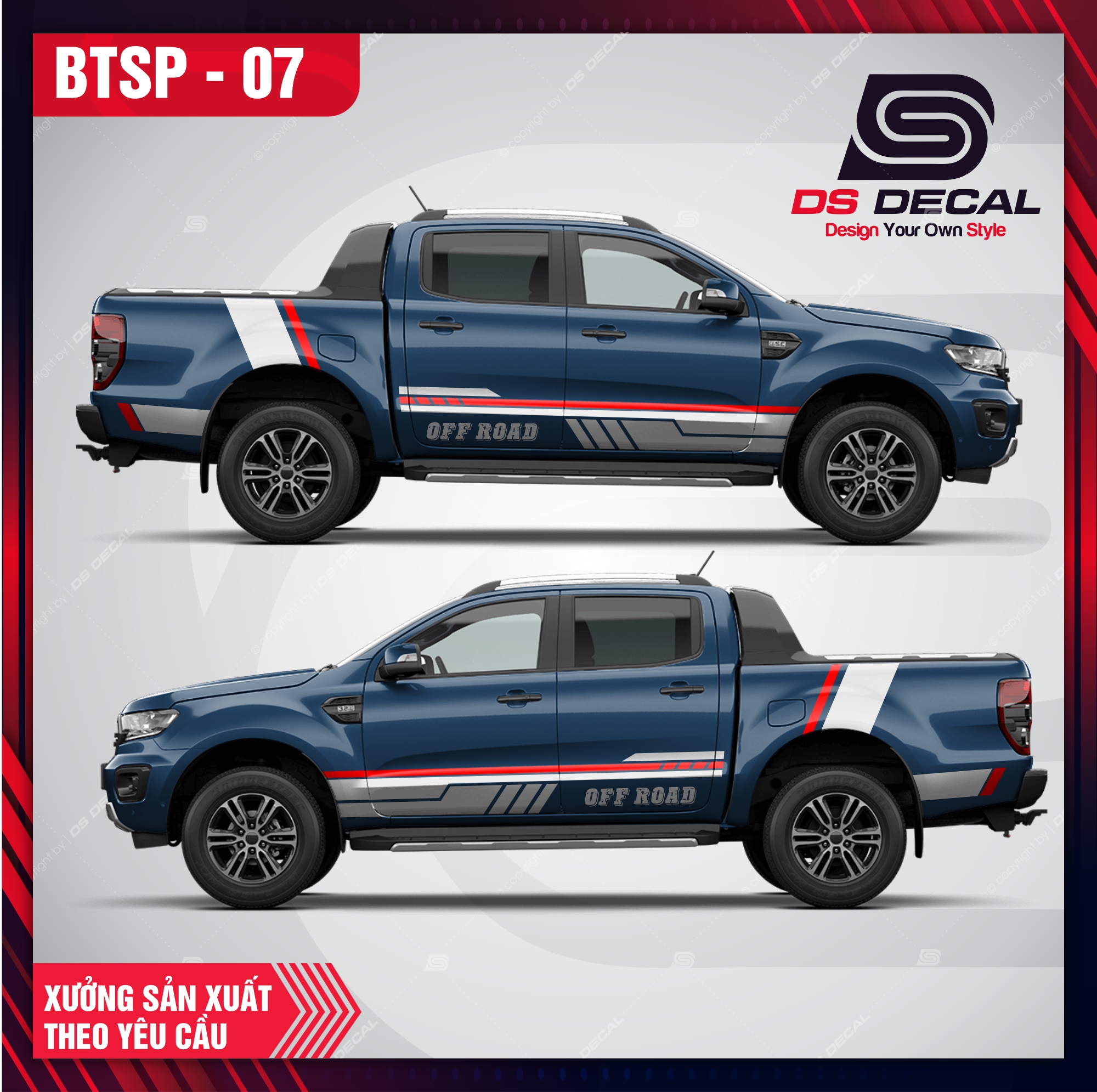 Tem dán xe ô tô ford ranger - 06, sticker trang trí xe ô tô, decal dán ô tô pvc chống nước - dsdecal