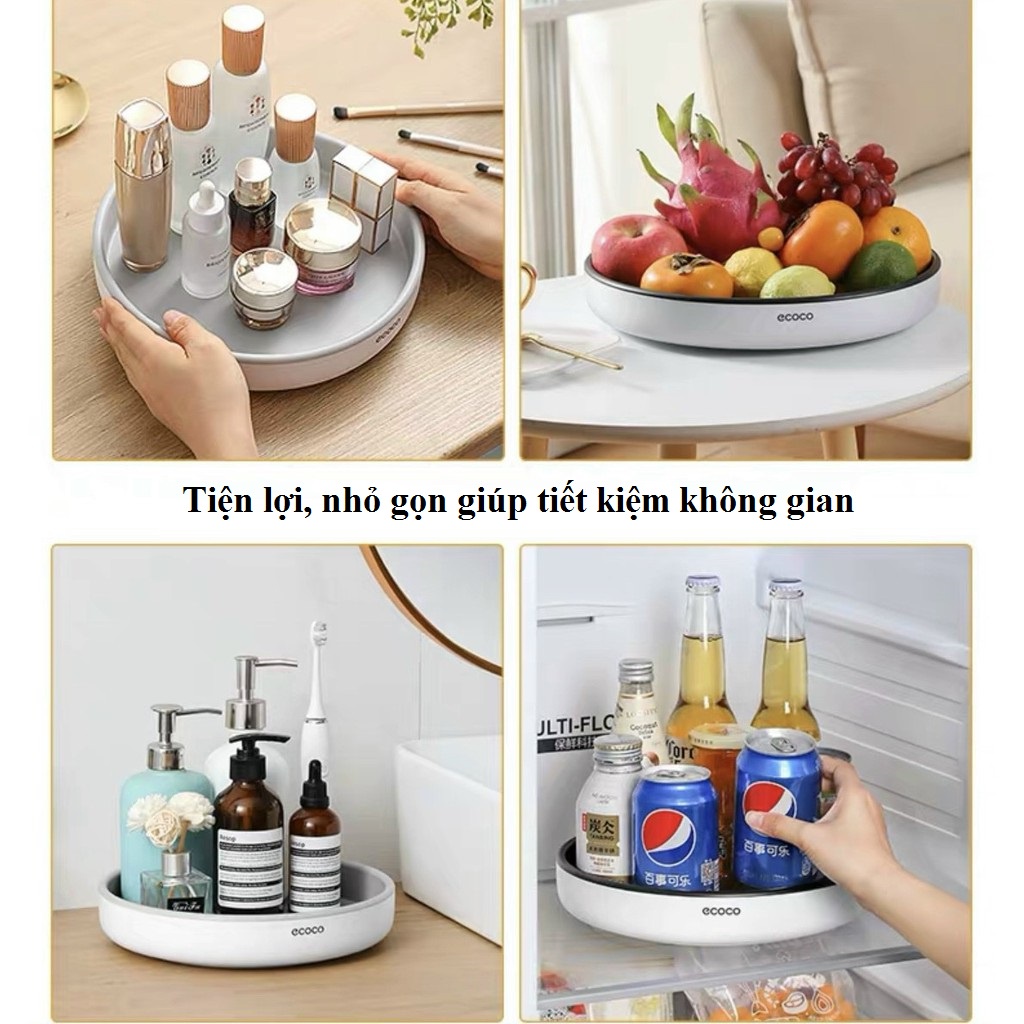 Kệ Xoay Đa Năng 360 Độ ECOCO, Kệ Để Đồ Đa Năng, Khay Để Gia Vị Mỹ Phẩm Thông Minh Nhựa ABS Cao Cấp