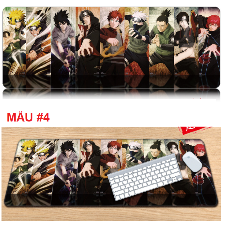 Tấm lót chuột kích thước 80 x 30cm Naruto bằng cao su chống thấm nước