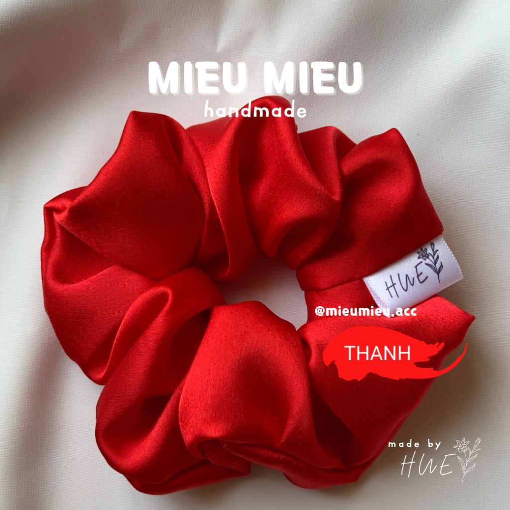 Cột tóc scrunchies handmade chất liệu lụa mềm mịn chun co giãn bảo vệ tóc S1016