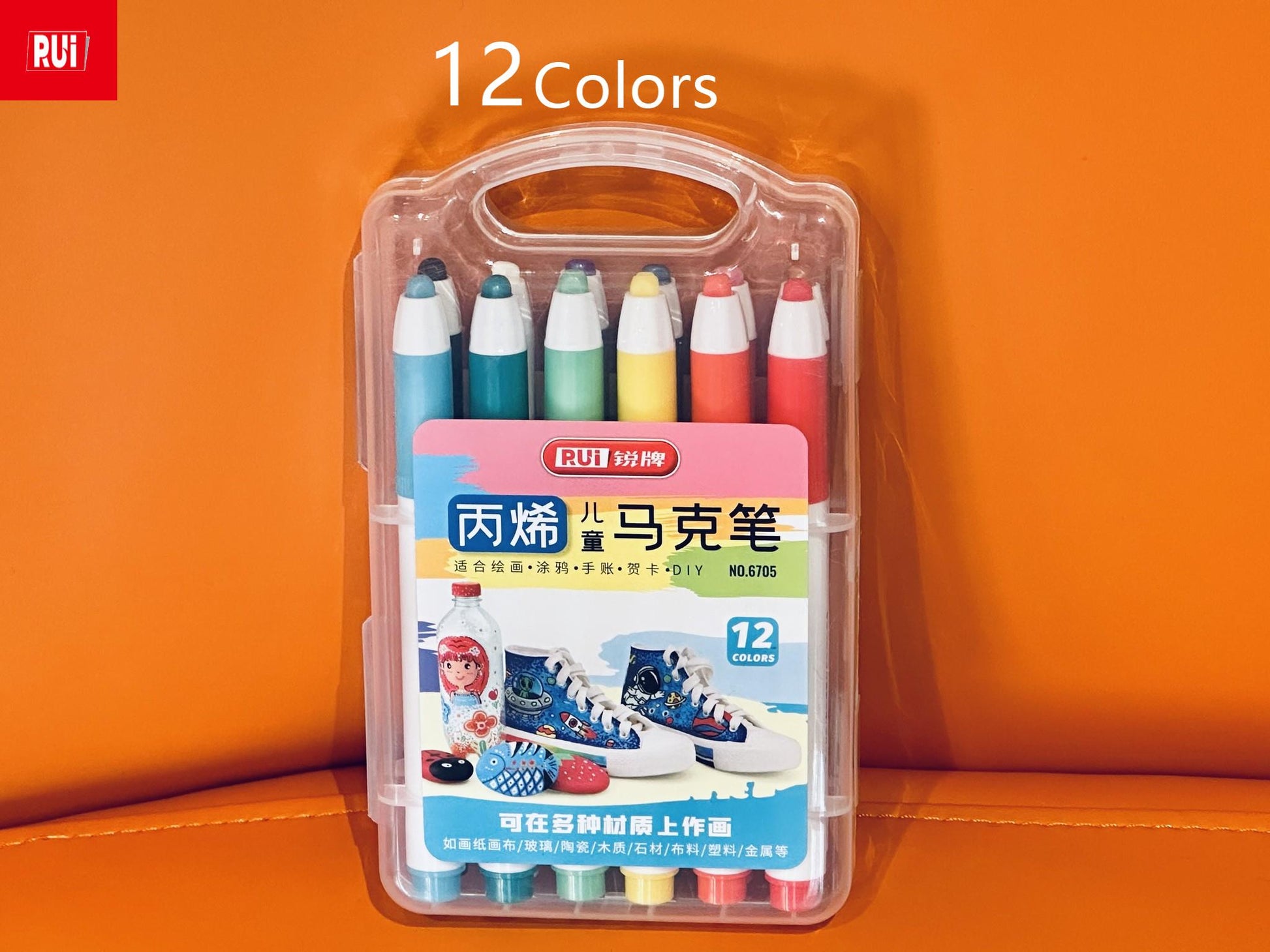 Hộp bút dạ quang marker acrylic rui no.6705 12/24 màu