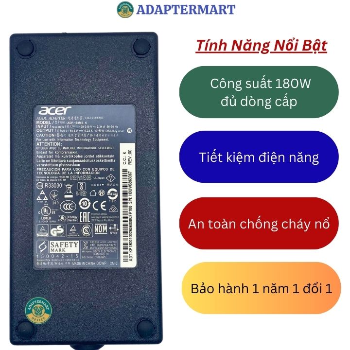 Sạc laptop Acer Predator Helios 300 180W