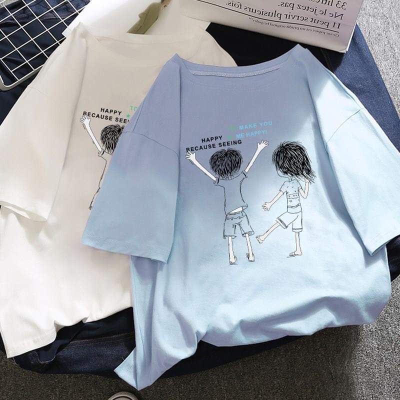 [HCM]Áo thun nam nữ form rộng Hàn quốc in hình Tuổi Thơ vải dày mịn mát đường may sắc sảo không phai màu không dính giặt