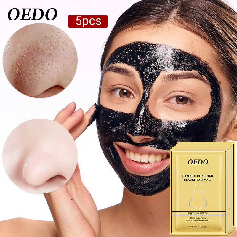 OEDO 5 gói gel dán lột mụn mũi làm sạch bằng chiết xuất than hoạt tính loại bỏ mụn cám mụn đầu đen hiệu quả chăm sóc làn da sạch thoáng không gây kích ứng - intl