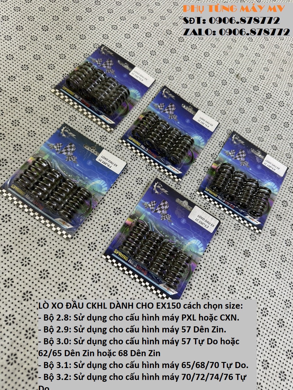 Lò xo đầu độ HL size 2.8/2.9/3.0/3.1/3.2 dành cho xe Ex150