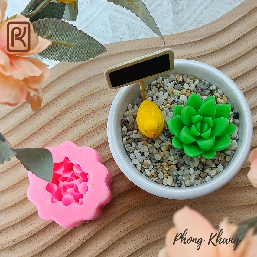 Khuôn silicon 4d Phong Khang làm rau câu sen đá