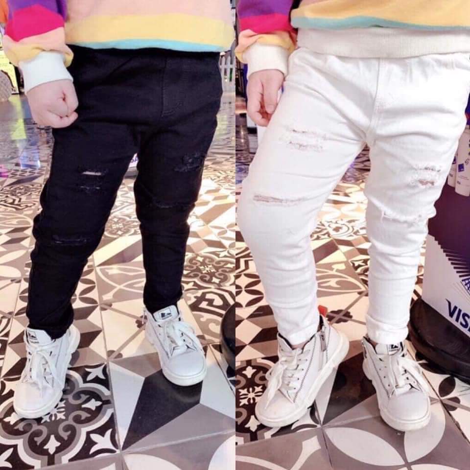 Quần kaki dài rách cá tính cho bé