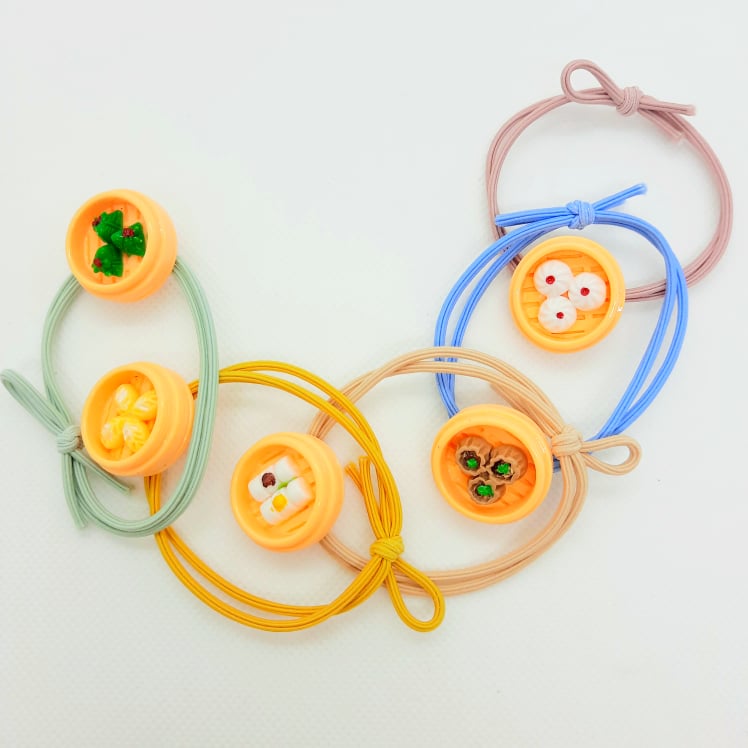 3 Sợi Dây cột tóc Icon,thun cột tóc hình đồ ăn siêu đáng iu