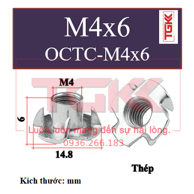 Ốc cấy gỗ tán chấu m3-m10